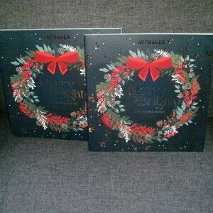 NWT set TWO Collectible Merry & Bright Christmas Coloring Book ArtMaker Hinkler